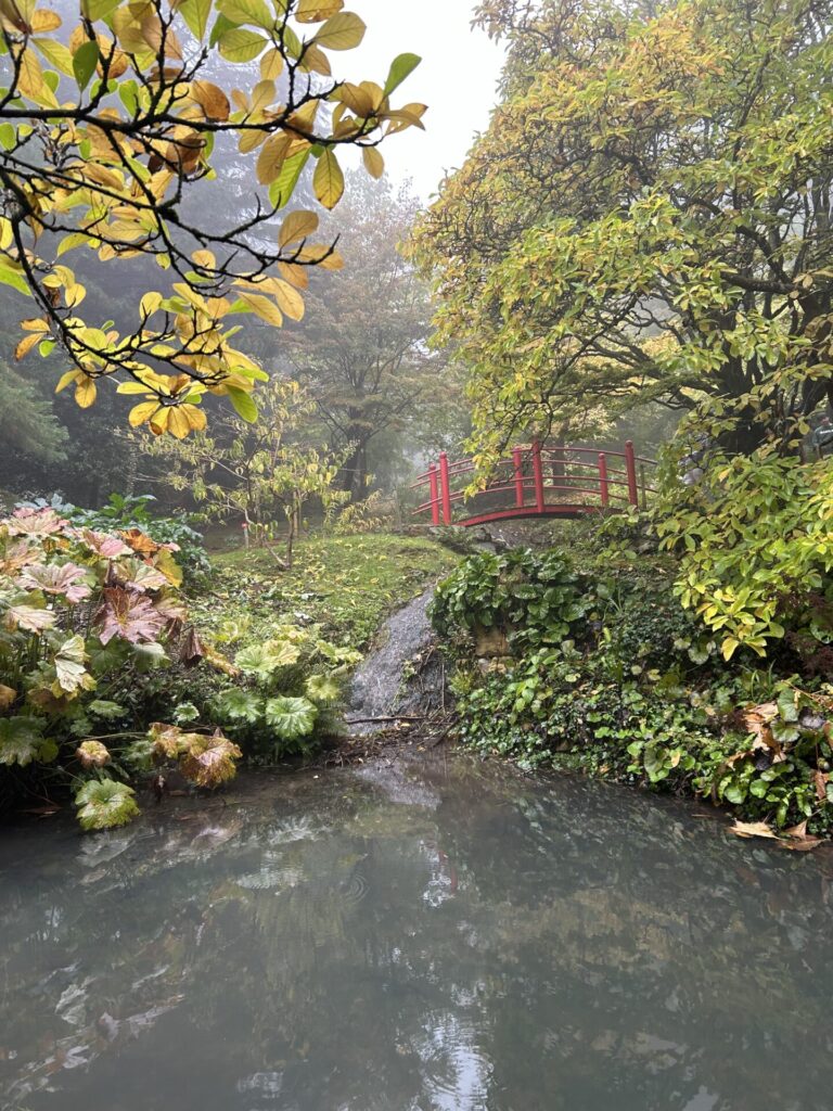 Batsford arboretum' -Japanese Bridge  over a pond