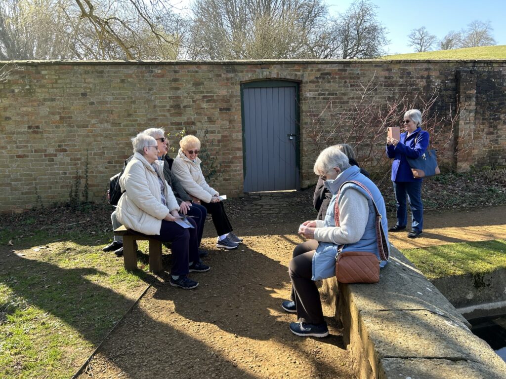 Upton House - having a break by mirror lake