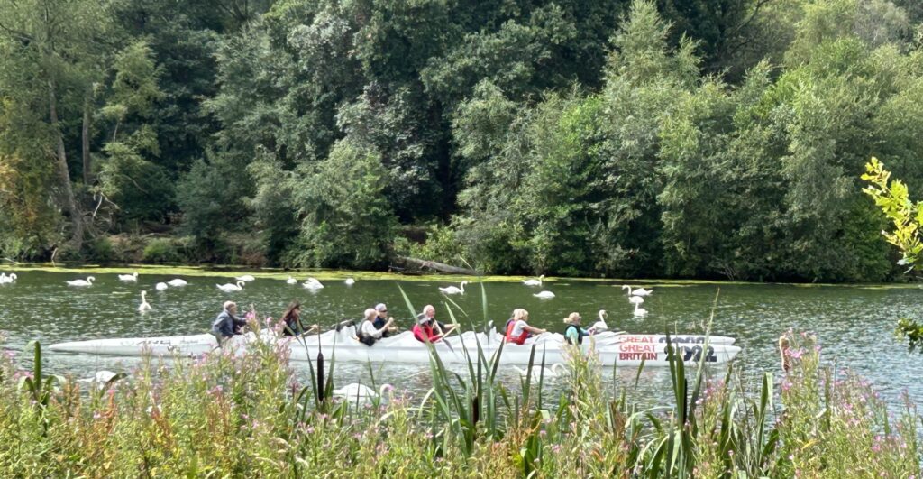 Exercise time on the lake.