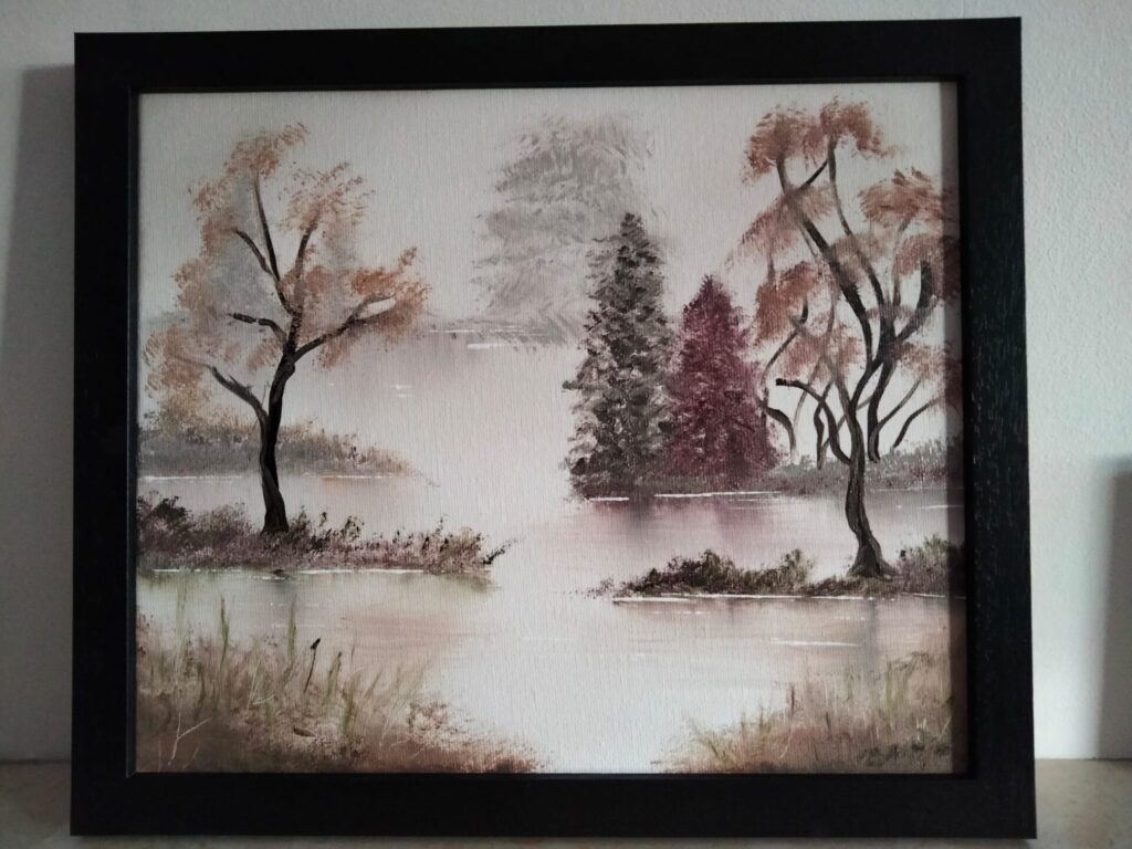 Bob Ross Painting Session - Misty Landscape - final result