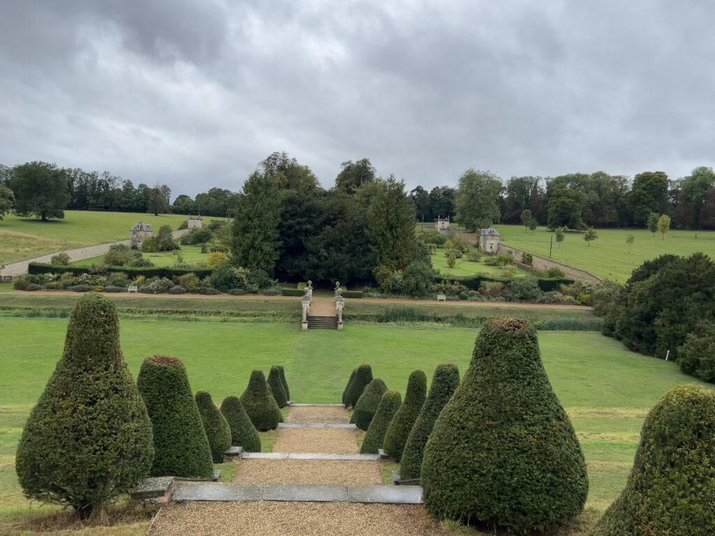 View from the top level of the Yew Tunnel and the Orchard