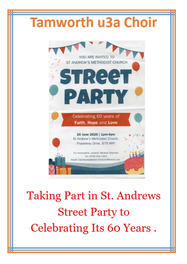 Choir Poster for the St Andrew's Methodist Church Street Party